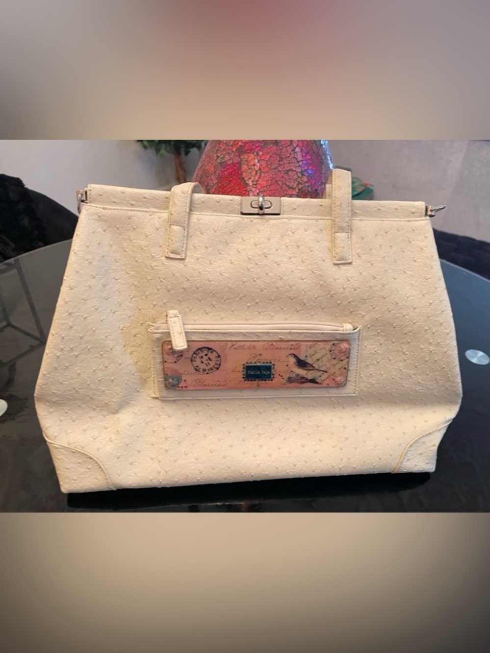 Stella Page Ostrich Textured Purse, Card, Phone & Zipped Pockets, Signed, New